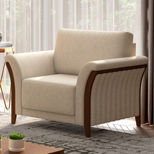 Kit 2 Poltronas Decorativas Roya M22 Linho Cru - Mpozenato