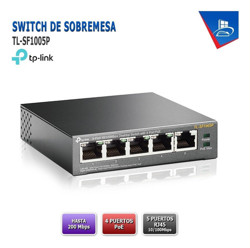 Imagen 2 de 2 de Switch Poe Tp-link Tl-sf1005p 5 Puertos 10/100m