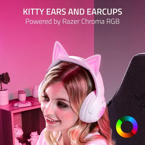 Auriculares Bluetooth Razer Kraken Kitty V2 Rosa Rgb