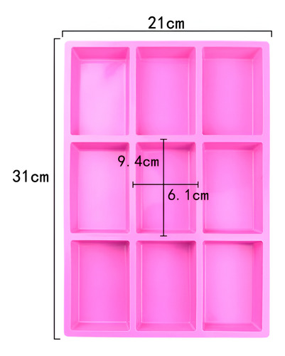 Molde Bandeja Culinária Retangular 9 Cavidades Silicone
