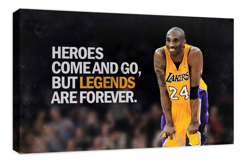 Cuadro Decorativo Canvas Moderno Kobe Bryant Nba Color Natural Armazón Natural