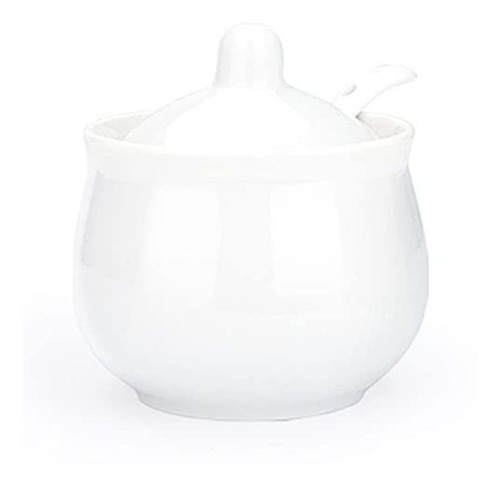 Azucarero De Porcelana Swetwiny Con Tapa Y Cuchara, Tarro De