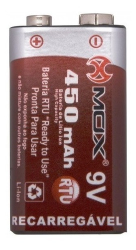 Imagem 2 de 6 de Carregador Com 4 Baterias 9v Recarregaveis 450 Mah Auto Stop