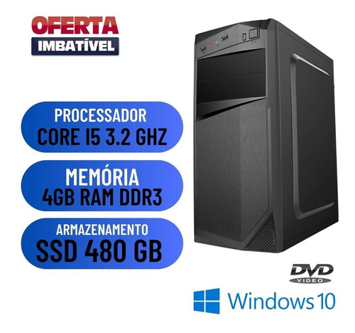 Computador Pc Cpu Desktop Star Max I5 4gb Ram Ssd 480 Win10.