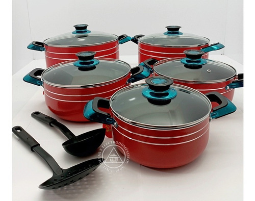 Juego De Olla Suprema 12piezas Antiadherente Teflon T/vidrio