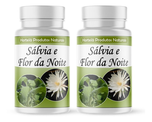 Sálvia E Flor Da Noite O Melhor 120 Cápsulas/500mg 2 Potes Sabor Neutro