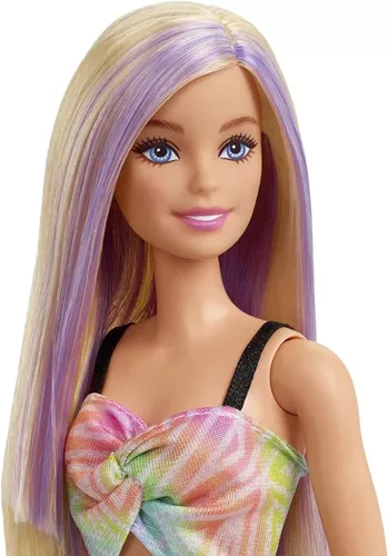 Barbie Fashionista 190 Rubio Mechas Moradas Pulsera