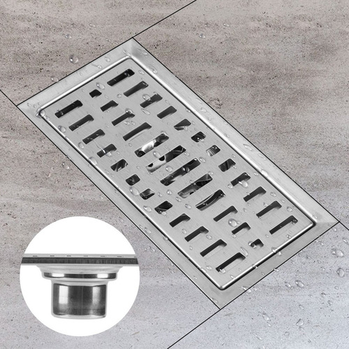 Desagüe De Ducha De Baño 20x10cm Rectangular De Acero Inoxid