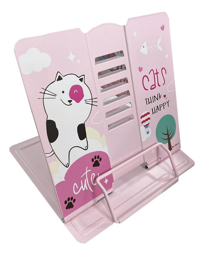 Estante Atril Gatito Organizador Plegable Metal Lectura Cute