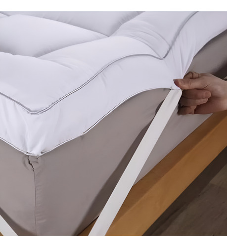 Cubrecolchón Topper Ultra Acolchado 2 Plazas Color Blanco