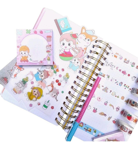 Kit Escolar Box Papelería Kawaii 7 Productos