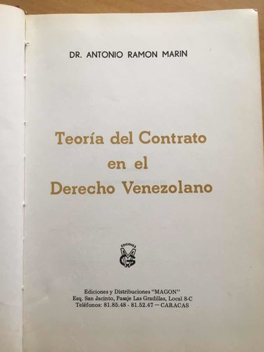 Teoría Del Contrato En El Derecho Venezolano