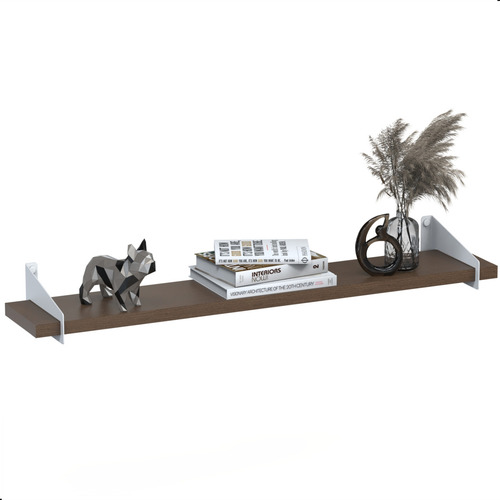 Prateleira De Madeira Estilo Industrial Suspensa Max60.b Cor Marrom