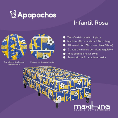 Sommier Y Colchón Maxiking Una Plaza Infantil Boca Boca