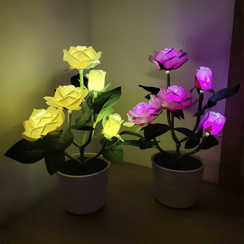 ... Luz Led Rosa Flor Con Energía Solar Al Aire Libre