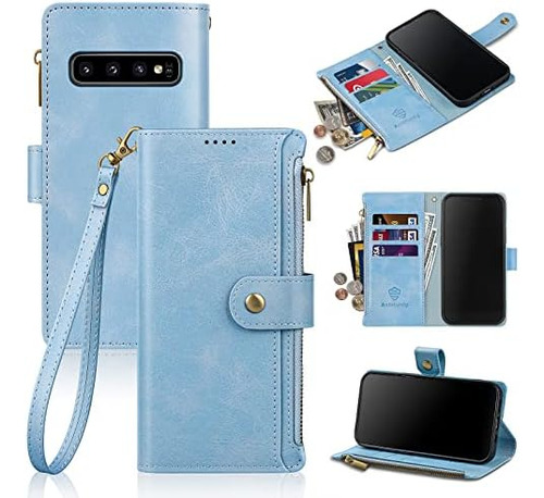 Funda Tipo Cartera Para Galaxy S10 De 6 Pulgadas Piel Sintet