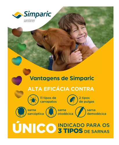 Kit 2 Simparic 20mg Antipulgas Cão 5,1 A 10kg 03 Unid Zoetis Marrom-claro
