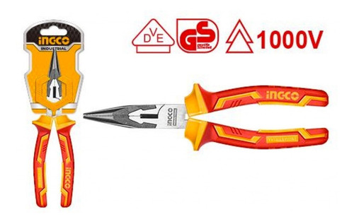 Alicate Punta Aislado 1000v De 15 Cms Cromo Ingco Hilnp2816