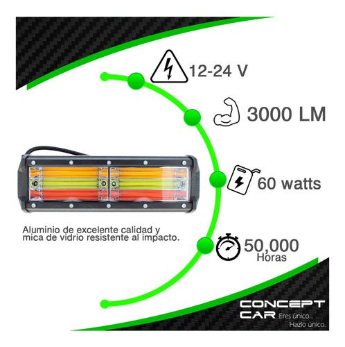 Barra Faro Led Cob Codigo Estrobo Multicolor 2 Modulos 4x4