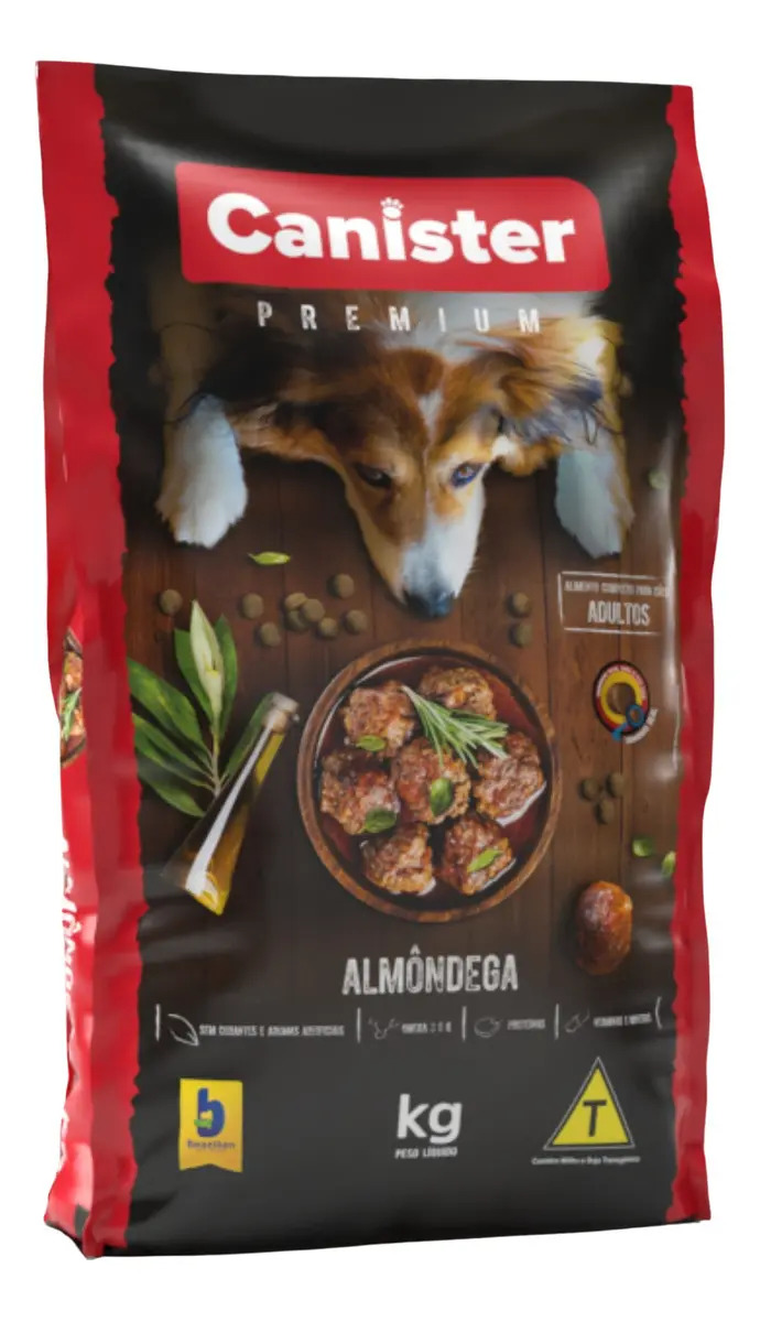 Ração Canister Premium Para Cães Adultos Sabor Almôndegas 7kg