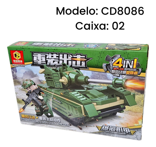 Kit 4 Caixas Blocos De Montar Modelo Cd8086 - 745 745 Exército