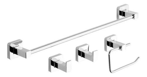 Imagen 1 de 8 de Set De Accesorios Baño Kit 4 Piezas Piazza Cube 73028 Cromo