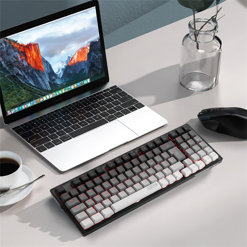 Terport 90% Teclado Mecánico Inalambrico En Español Tr95 Volcán, Bluetooth+usb+cable Removible, Outemu Red Switch Hotswap, 95 Teclas Antighosting, Luces Rgb, Juegos&oficina Win/mac