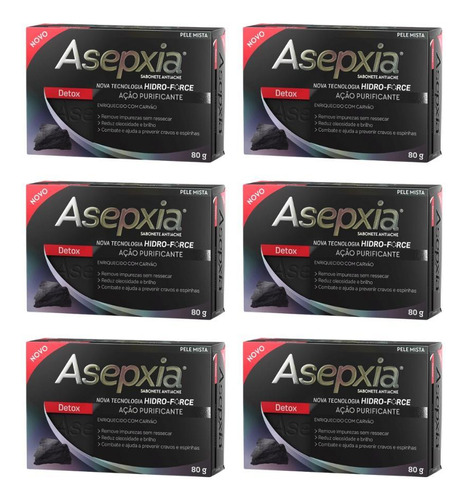 Sabonete Asepxia 80g Carvao - Kit Com 6un