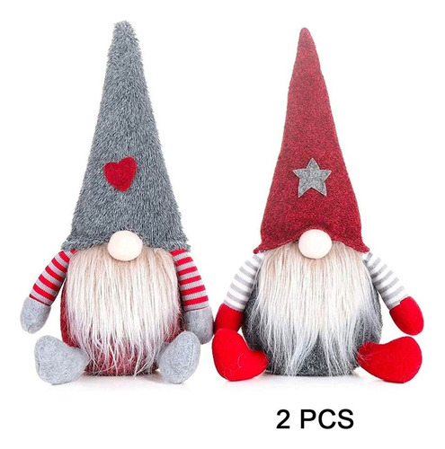 2 Pcs Muñeca De Gnomo De Felpa Sueco Decoración Navideña