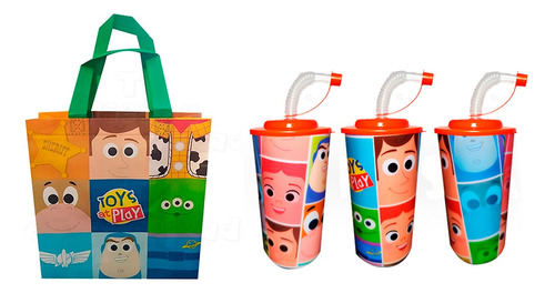 Paquete De 10 Bolsas Dulceros Y 10 Vasos Toy Story Cute