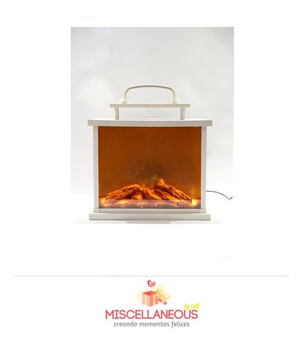 Fanal Imitación Fuego Hogar Blanco Deco Chimenea Grande