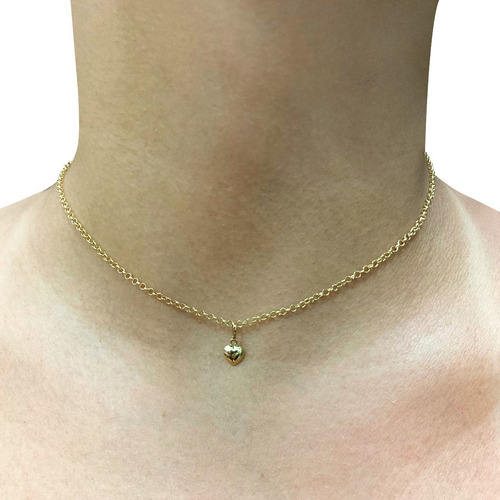 Corrente Colar Portuguesa Ouro 18k Com Coração 40cm (2b) Cor Dourado