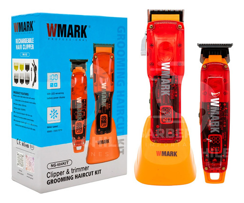 Wmark Grooming Haircut Kit Cortadora + Patillera Ng-604 3c