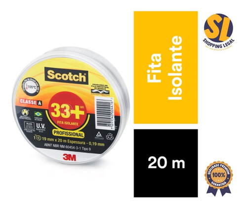 Imagem 3 de 6 de Fita Isolante 33+ 19mmx20m Suporta 105°c Scotch 3m