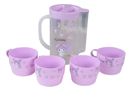 Jarrito Con 4 Tazas Kuromi Kawaii