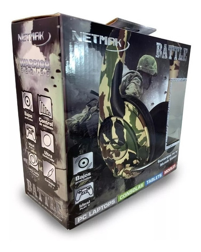Auricular Gamer Netmak Battle Camuflado C Microfono Ps4 Xbox