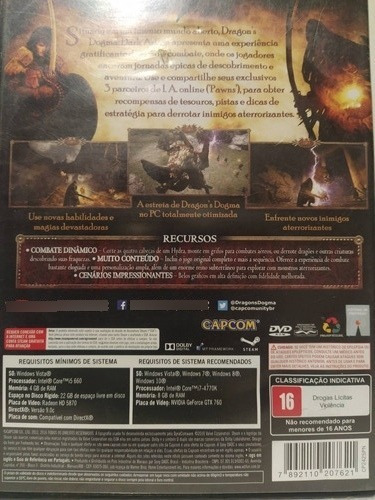 Dvd-rom Pc Dragons Dogma Dark Arisen Duplo Pc (Usado)