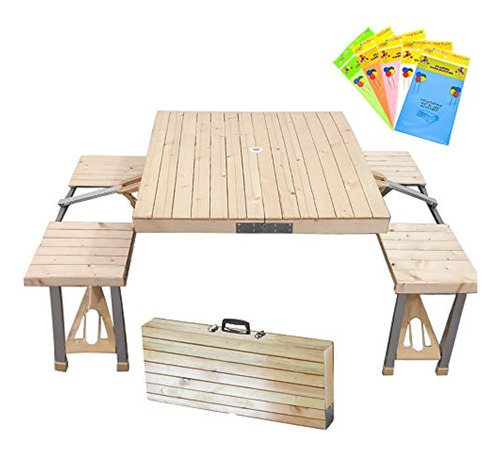 Folding Table And Chairs Set, Portable Picnic Table With 4