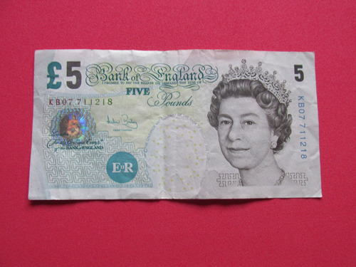 Billete Banco De Inglaterra 5 Libras Reina Isabel Ii 