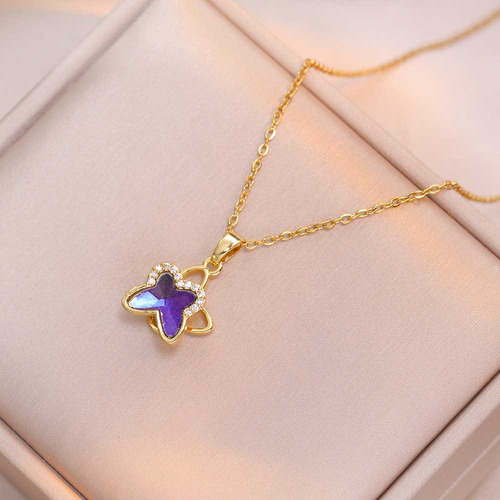 Mariposa Conjunto Joyas Collar Anillo Giratorio Para Mujer