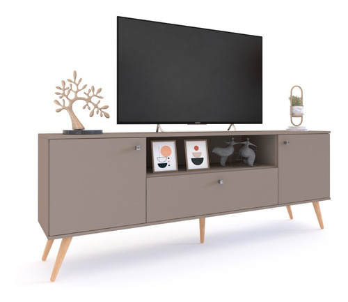 Rack Mueble Para Tv 65 Nordico / Escand. Melamina 3 Ptas + + Color Gris cubanita