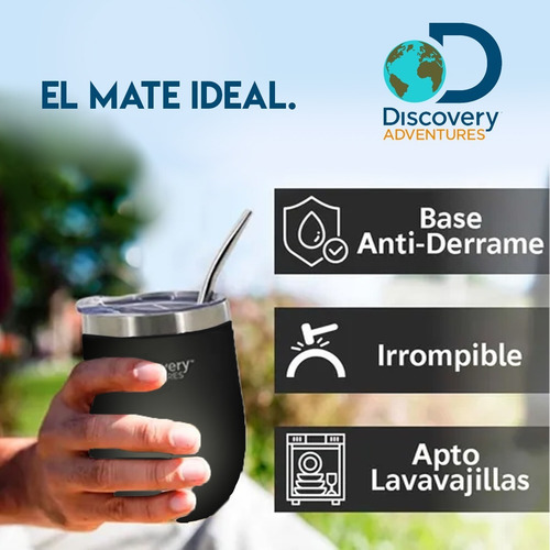 Mate Térmico Discovery Vaso - 350 Ml Tapa + Bombilla