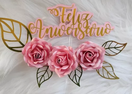 Topo Para Bolo De Feliz Aniversário., Decoração Transparente Para