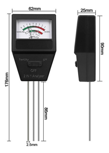 . 2 Em 1 Analisador De Ph E Fertilidade Do Solo Kit De