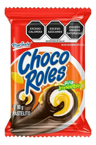 6 Pzas Galletas Chocoroles Marinela Sabor Piña 67 G
