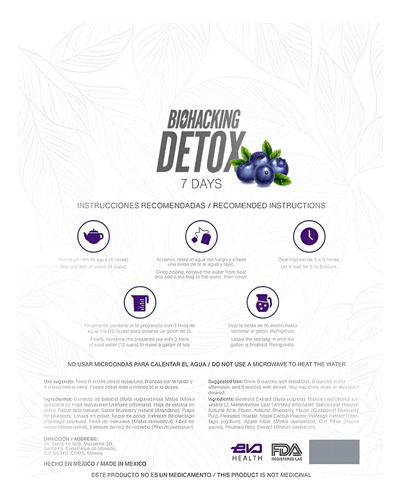 Té Desintoxicante Biohacking Detox (pack 6 Sobres).