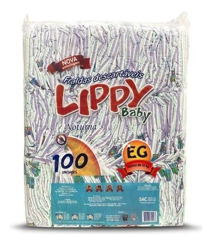 Fralda Infantil Lippy Noturna C/100 Unidades Tamanho Extra grande (XG)