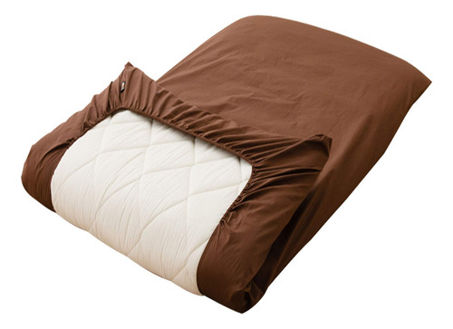 Funda 100 Algodón Sábana Bajera Elástica Marrón Individual