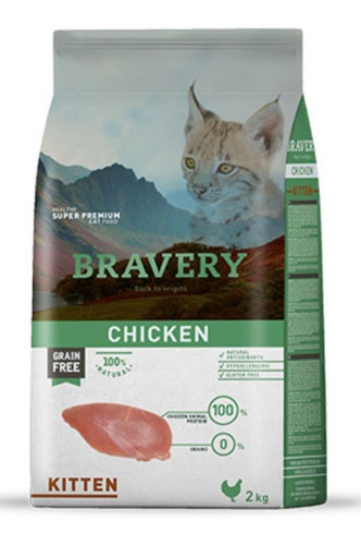 Alimento Bravery Chicken Kitten 2 Kg