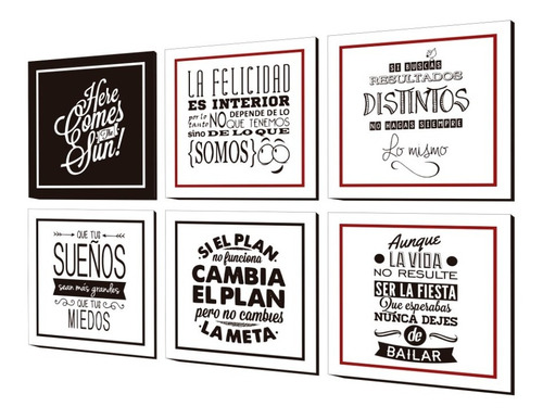 Set De 6 Cuadros Con Frases 30 X 30 C/u